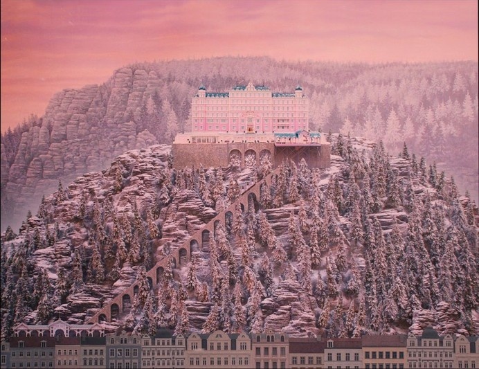 Still-frame from the film #hotel #movie #film #pink #cinema #landscape