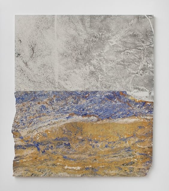 Sam Moyer "Lake Country," 2014 marble, ink on canvas mounted to mdf panel