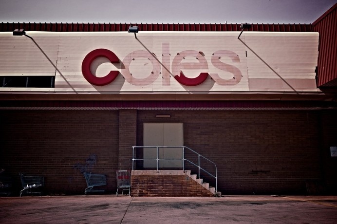 coles, sign, decay, suburbs