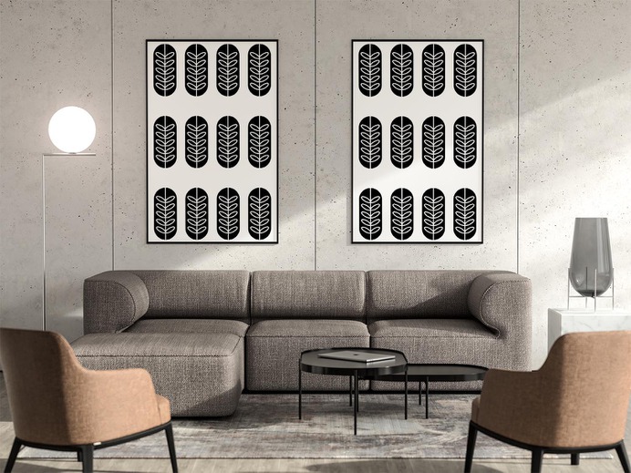 Elegant Scandinavian Leaf Pattern Wall Art Poster