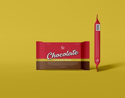 Free Chocolate Candy Sachet Mockup PSD Vol 1