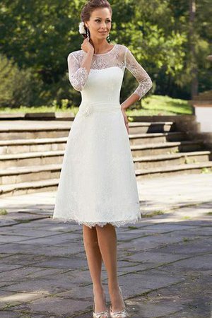 Klassisches 3 /4 Länge Ärmeln Kurzes Konservatives Brautkleid mit Juwel Ausschnitt - Bild 1