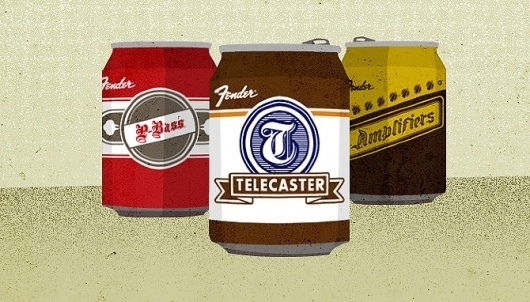 Fender Collectibles - Jon Ashcroft Design & Illustration #beer #fender #ashcroft #jon #illustration #can #typography