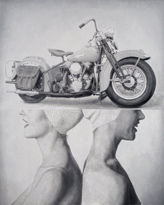V-Twins, oil on canvas, #art #painting #oil #vintage #harleydavidson #motorcycle