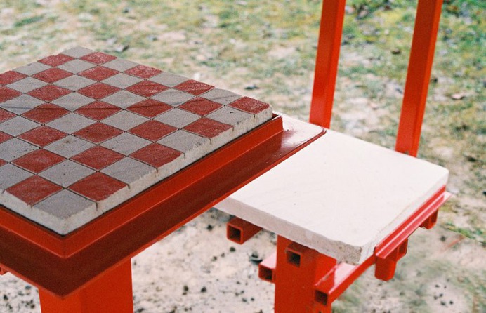 A stone chess board