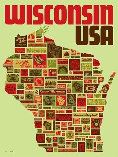 Wisconsin, USA - Aaron Draplin #print #retro #screen #illustration #poster #wisconsin #ddc #typography