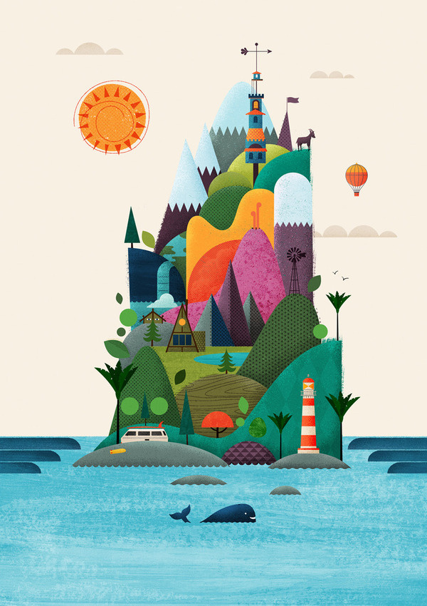 New Zealand Design Yeah Brett King #drawings #whale #air #design #balloon #illustration #mountains #hills