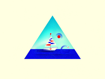 Loveboat... #flat #sun #illustrator #color #texture #illustration #sea #boat #fun #love