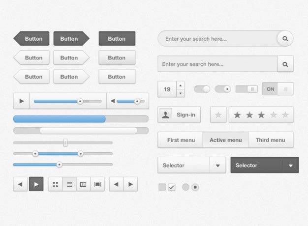 Cloudy ui kit Free Psd. See more inspiration related to Design, Ui, Design elements, Element, Interface, Ui kit, Horizontal, Kit and Cloudy on Freepik.