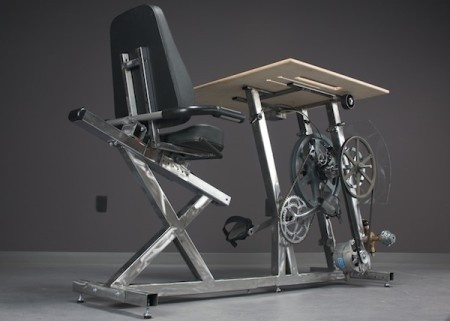 Big Rig is a stationary bike desk charger, engineered so that you can exercise while you work and charge your laptop by exercising! #product #design #industrial