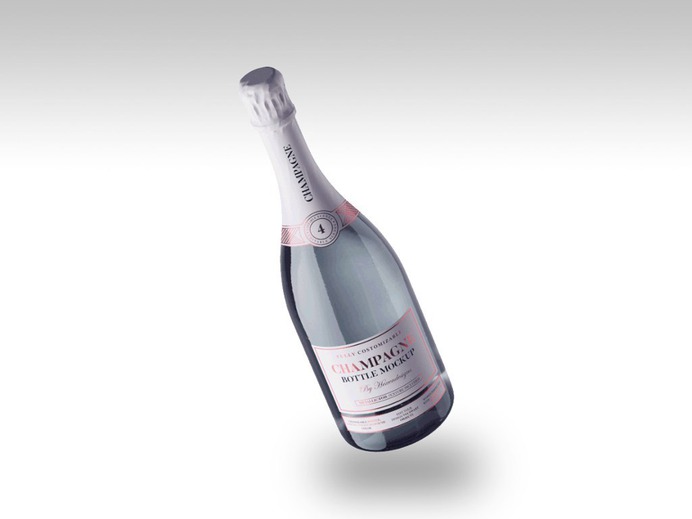 Floating Champagne Bottle Mockup
