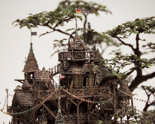 Bonsai treehouse closeup Takanori Aiba #tree #diorama #treehouse #bonsai #miniature