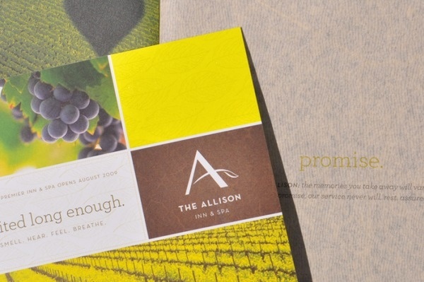 Brochures with a rustic, yet minimal appeal. #inn #print #allison #wine #texture #luxury #winery #spa #hotel #country #brochure #oregon