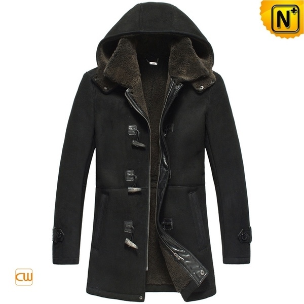 Black Sheepskin Shearling Coat for Men CW878135 #shearling #coat