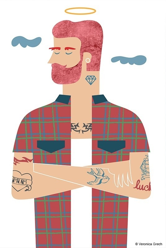 veronica grech illustration #angel #illustration #guy #tattoo