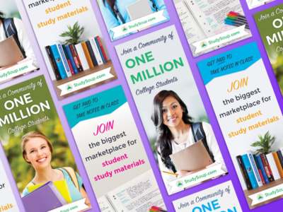 Studysoup Pinterest Ads #design #flat #brand #advertising #pinterest #banner #study #college #student #studysoup