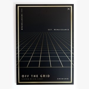"Off the grid" - From our new aluminium originals series, Fake Gold / Wrong edition. Printed on metal canvas using a deep print technique. #inspiration #nordicdesign #smedsmo #perspective #print #design #black #artwork #grid #illustration #poster #gold #art #metal #fakegold #horizon #aluminium #shiny #typography