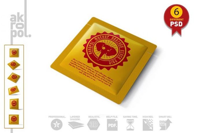 Square Sachet Mockup PSD