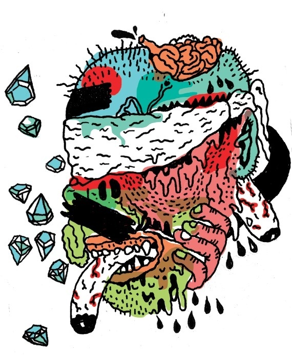 sharpie drawing / screen print #design #art #model #photo #drawing #funny #cartoon #gore #diamonds #tatoo #comic book #typeography #shawn hi