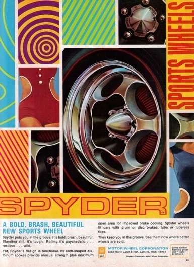 All sizes | Spyder from Motor Wheel Corporation | Flickr - Photo Sharing! #color #retro #advertising #vintage #america #car #psychedelic