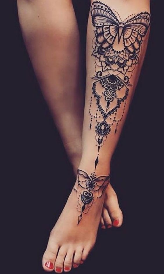Butterfly Leg Tattoo
