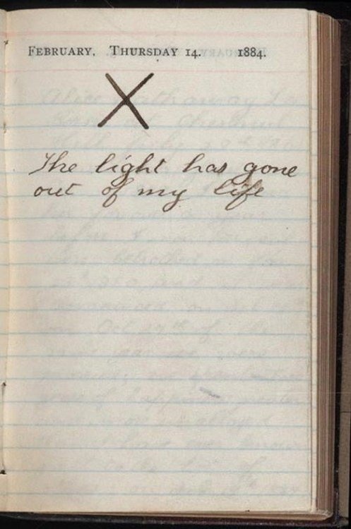 Valentine's Day... On this day in 1884, Theodore Roosevelt lost his wife and his mother. #sorrow #handwriting #death #roosevelt #president #diary #vintage #valentine #light #loss