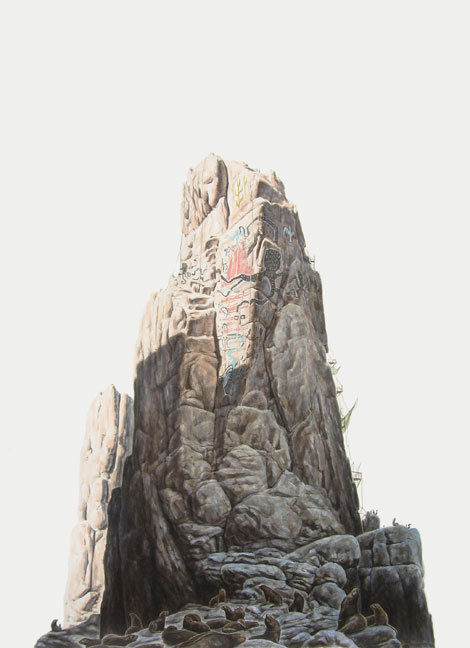 Negative Space is a Positive Thing :: Paintings by George Boorujy - NTHN blog #mountain #stone #rock #landscape #cliff #illustration #painting #beauty