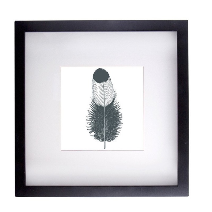 Framed Print 'Feather White' 40cm x 40cm