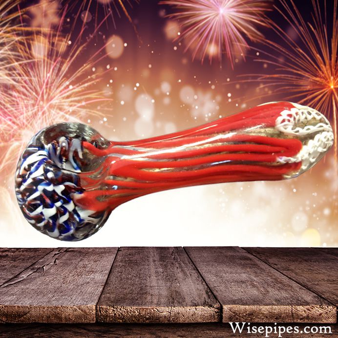 This red, blue, and white wholesale glass pipe is great for celebrating the holidays with. Featuring ultra high portability and sleek designs.