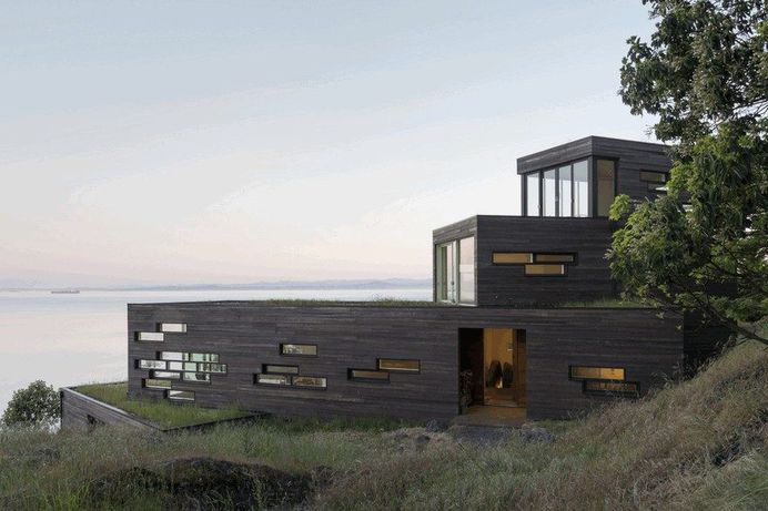 Four Stacked Boxes Defining Modern Family House in San Juan Island