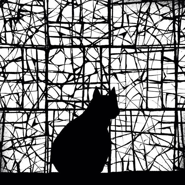 Waiting #ilustracao #gatopreto #blackcat #instacat #bw #blackandwhite #pretoebranco #illustration #print #placementprint #estampas #estampa #estampalocalizada #analau #instailustra #instaillustration #photoshop