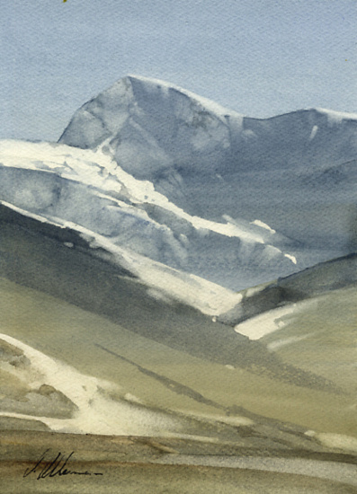 Winter Peak by Joseph Alleman Watercolor ~ 10" x 7" #watercolor