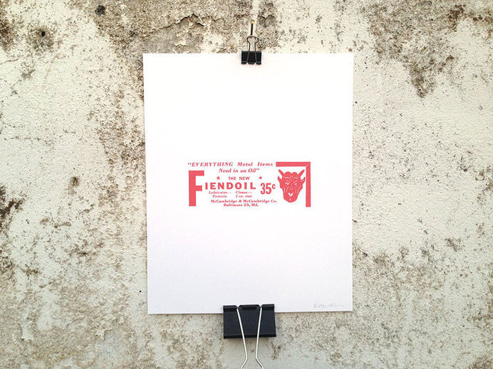 Fiend Oil - 8 x 10 Mini Poster #kitsch #retro #fiend #devil #illustration #vintage #etching #evil
