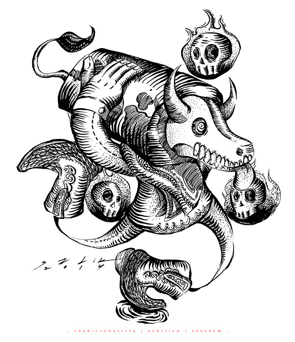 TRADICIONALISTA... on Behance... https://www.behance.net/gallery/20808487/TRADICIONALISTA #sadik #texture #illustration #disfraz #skull #ilustracion #tradicion #white #mexico #bailarin #costume #dancer #torito #bailando #dance #mexican #and #boots #bull #designer #black #toro #mask #art