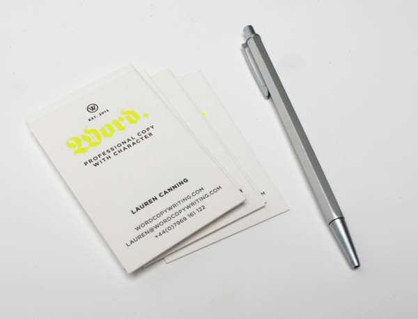 Word. #business #branding #card #letterpress #identity #passport #logo #neon