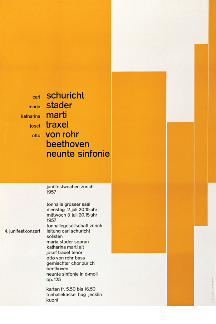 Josef Müller-Brockmann 4 JUNIFESTKONZERT 1957 SWITZERLAND [ 127CM X 90CM ] via www.blanka.co.uk