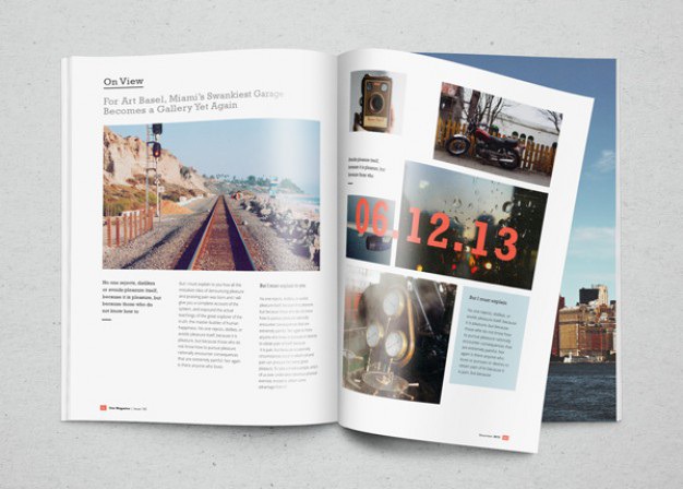 Magazine mockup with photos Free Psd. See more inspiration related to Mockup, Template, Magazine, Photo, Photography, Magazine template, Psd, Photos, Horizontal and Photorealistic on Freepik.