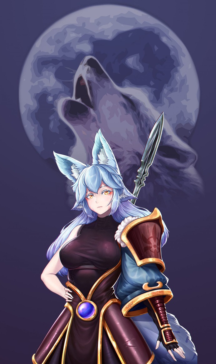 Blue haired wolf girl