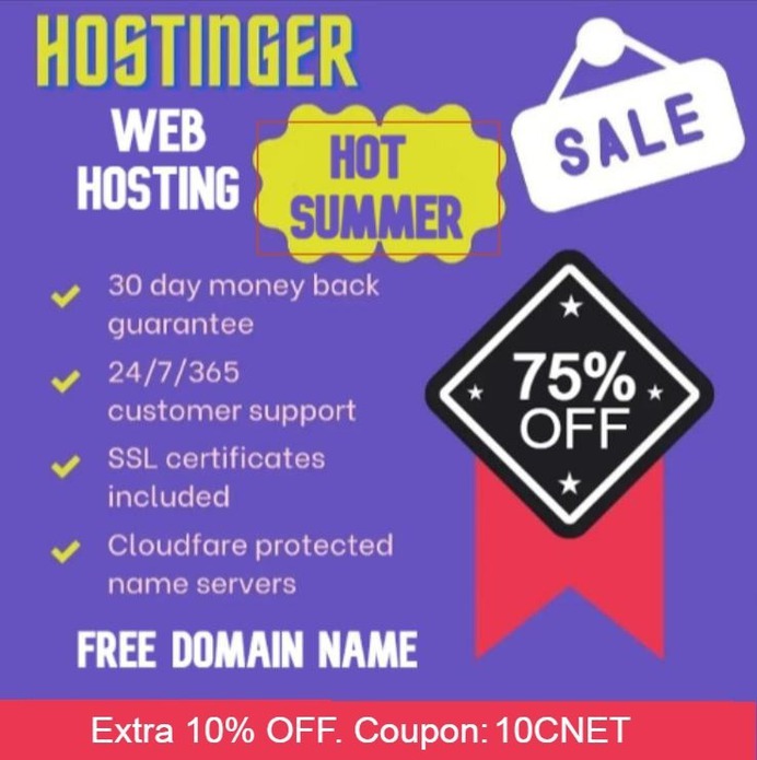 Create a professional website/blog or online store with ease. Upto 75% OFF WEb Hosting + Free website builder and a free domain: https://bit.ly/hostinger_in 
Great Indian Summer Sale is Live
 Get extra 10% OFF. Coupon "10CNET"
 Up to 75% off Hosting + AI Website Builder
 Free Domain & Extra Months Free
 Unlimited Free SSL
 24/7 Customer Support
 Exclusive 30-day money-back guarantee

 Visit Site: https://bit.ly/3vsfTYY 