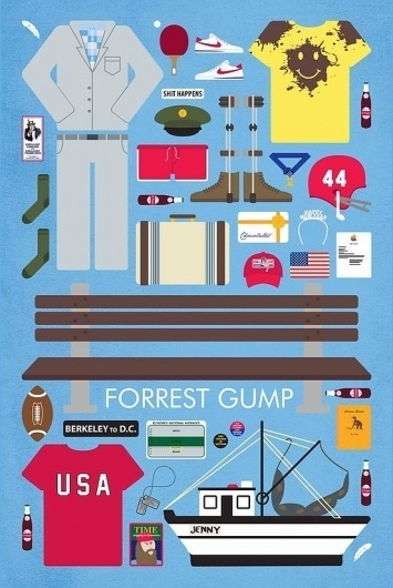 Movies and comics / Movie Parts | Poster Series on the Behance Network #objects #vector #movie #icon #gump #cinema #forest
