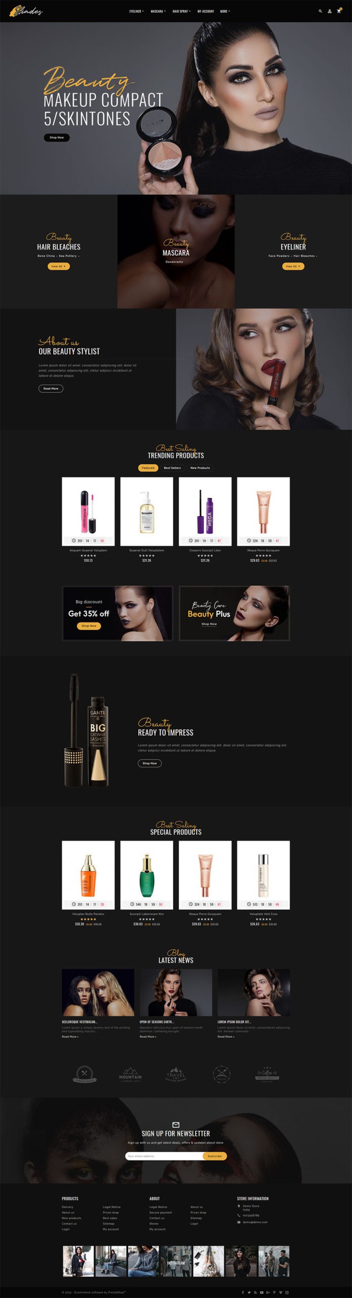 #Shades - #Bridal #Cosmetics #Studio - #Prestashop #Responsive #Theme | #TemplateTrip #eCommerce #Website #Design #Template