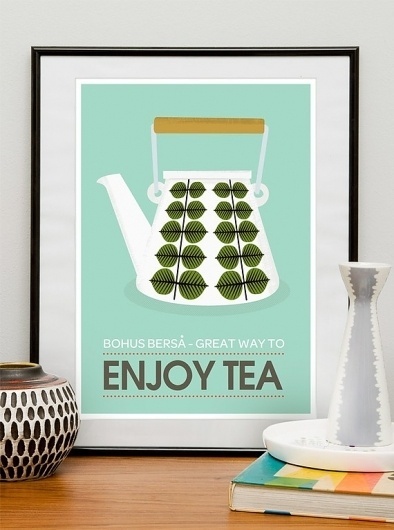 Stig Lindberg Bersa Great Way to Enjoy Tea by handz on Etsy #tea #design #sweden #poster