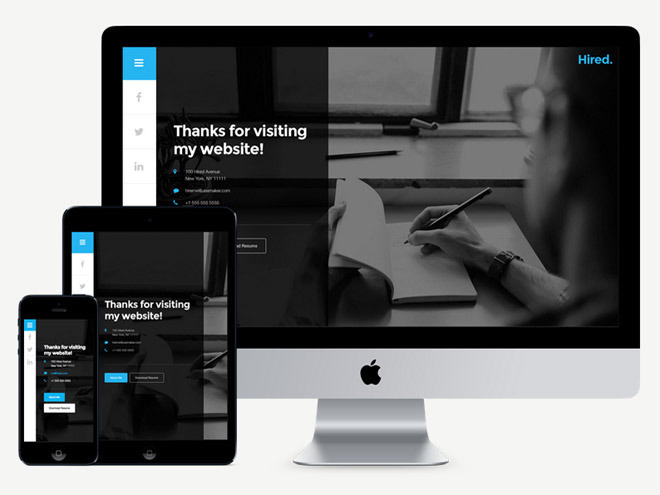 Hired : Free Personal Resume WordPress Theme