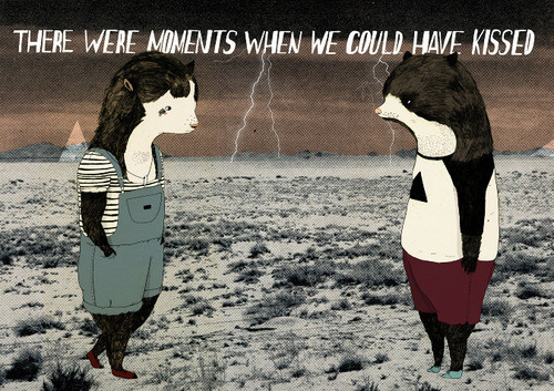 http://25.media.tumblr.com/tumblr_m8ul2kWAFd1qiki5yo1_500.jpg #pott #illustration #lightning #storm #julia #bear #pet #animal #love #kiss