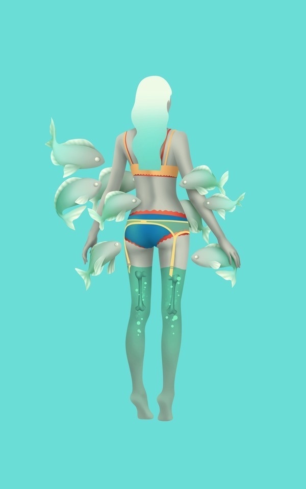sea girl on Behance #illustration #bones #underwater #girl