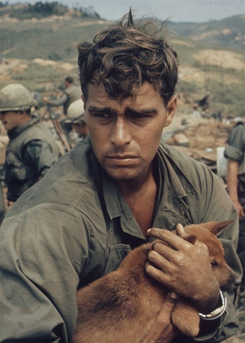 A marine and his dog in Vietnam.