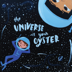 water color | hand lettering #Oyster #spaceman #handLettering #Space #