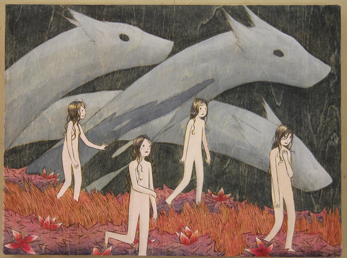 Preview: "Wavelengths" 7-Artist Exhibition at GR2 | Hi-Fructose Magazine #girl #illustration #wolf #art #spirit