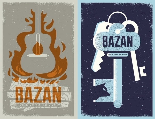 bazan posters | Flickr - Photo Sharing! #guitar #silkscreen #orange #wood #stars #key #fire #poster #wolf #blue #tour #grey