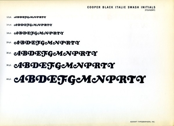 Cooper BlackÂ alternate swash initials type specimen #type #specimen
